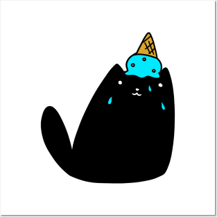 Icecream Black Cat Posters and Art